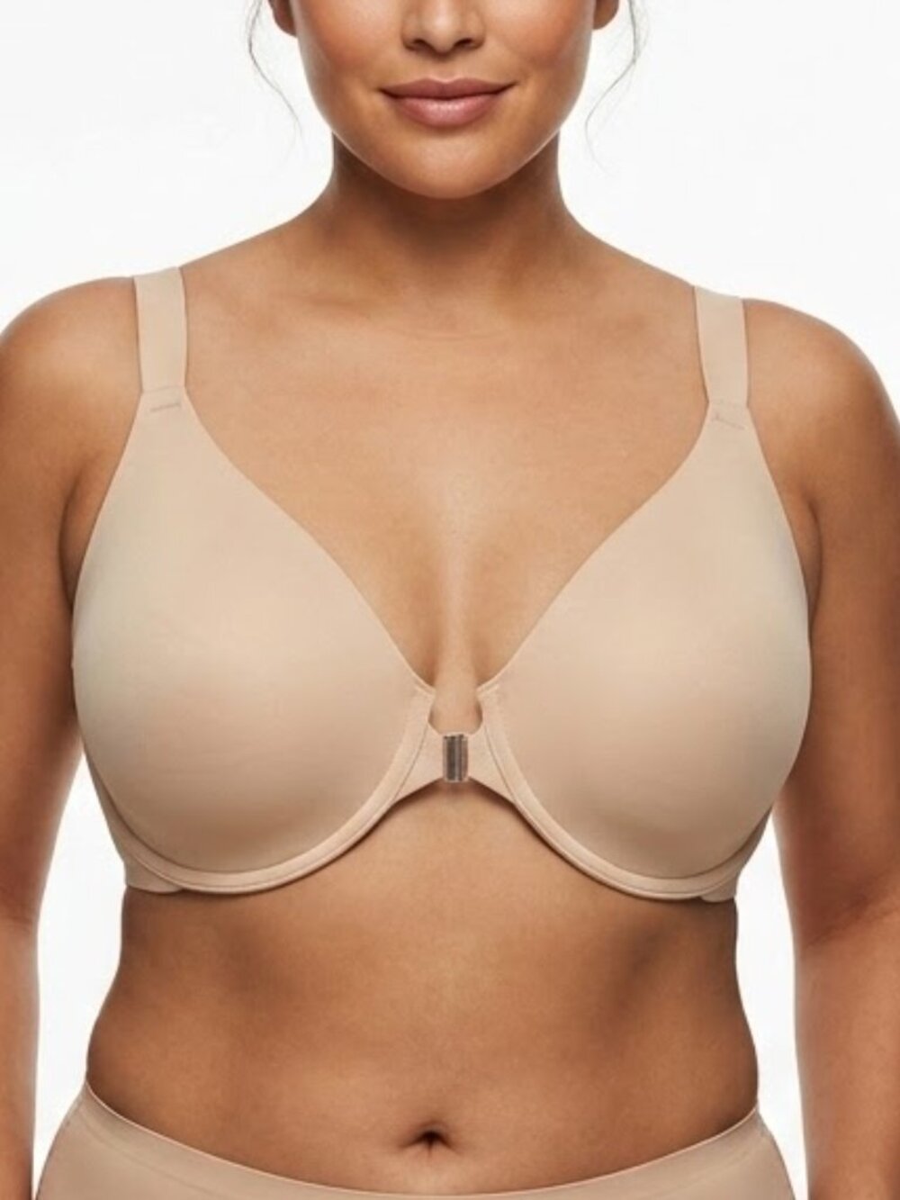 DELIMIRA Cyber Minimalism Beige Mesh X-Back Front Clasp Posture Bra 40F
